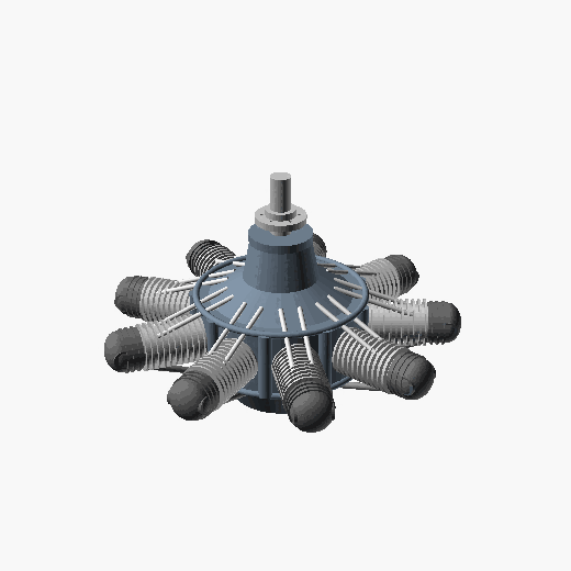 9-cylinder radial aircraft engine — orbiting render