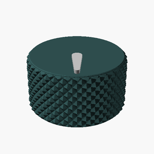 Knurled control knob — orbiting render